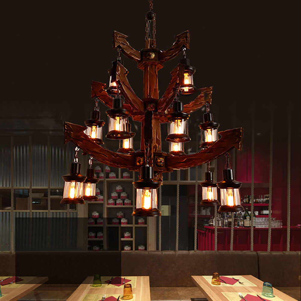 Austin Kronleuchter, Metall & Holz, 14-flammig - Lumpaz