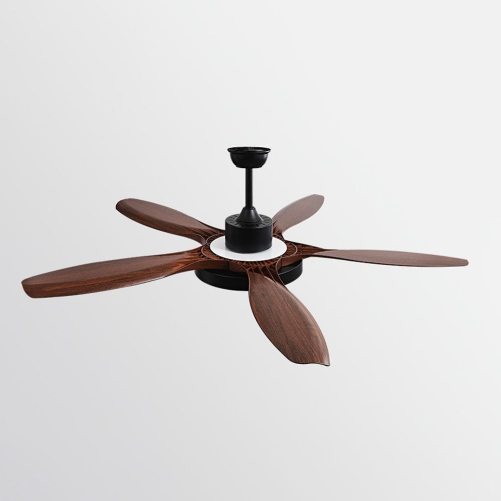 Ozawa Elementar Weiß & Schwarz 5 Blätter Elementar Deckenventilator mit Beleuchtung, Hölzern, ∅130CM - Lumpaz