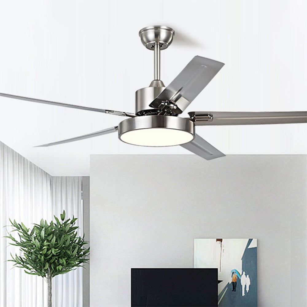 Haydn 5-Blatt Silberner Deckenventilator mit Beleuchtung, Metall & ABS, ∅132CM - Lumpaz