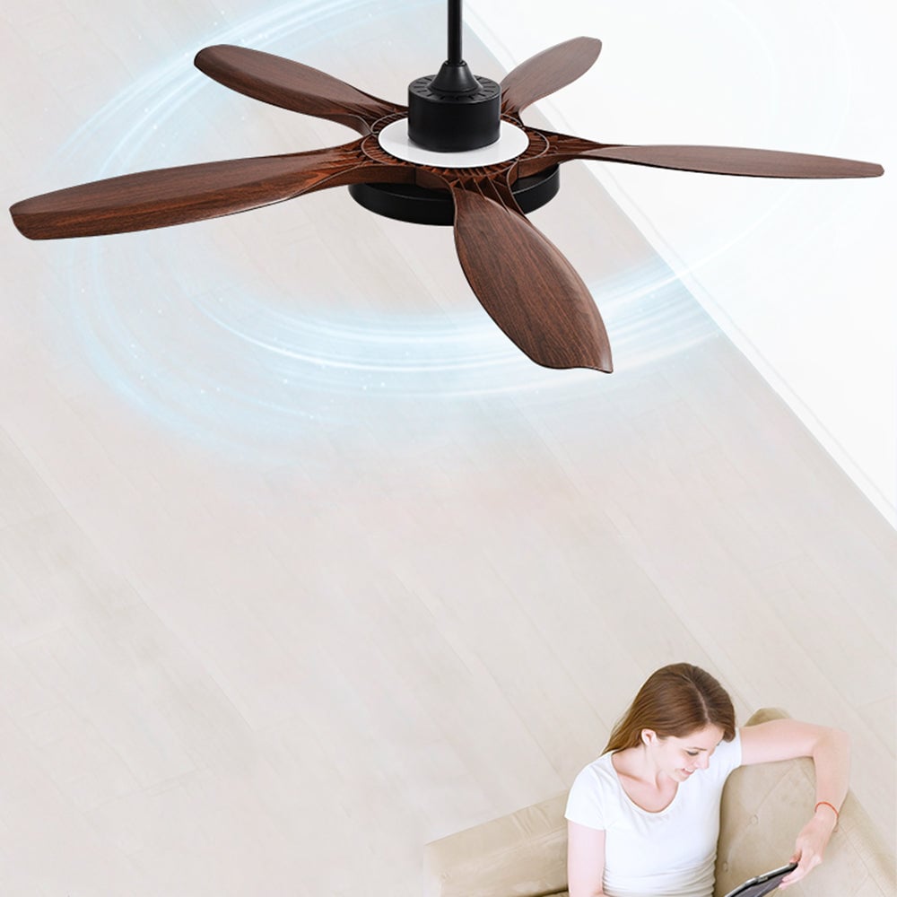 Ozawa Elementar Weiß & Schwarz 5 Blätter Elementar Deckenventilator mit Beleuchtung, Hölzern, ∅130CM - Lumpaz