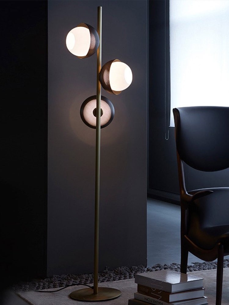 Salgado Schwarz & Gold Halbkreis Stehleuchte, 3-flamming, Metall, 53CM Lang - Lumpaz