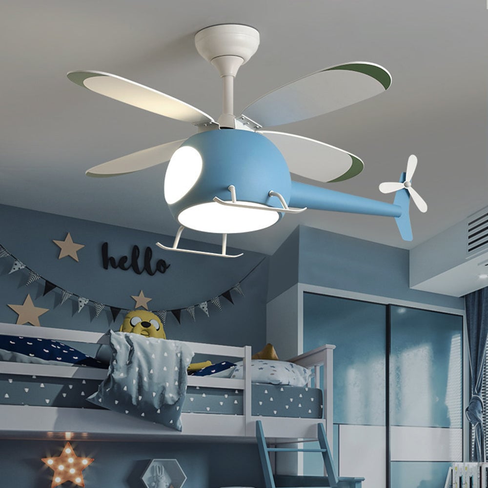 Minori 4-Blätter Blue Jet Deckenventilator, Metall & Holz, ∅90CM - Lumpaz