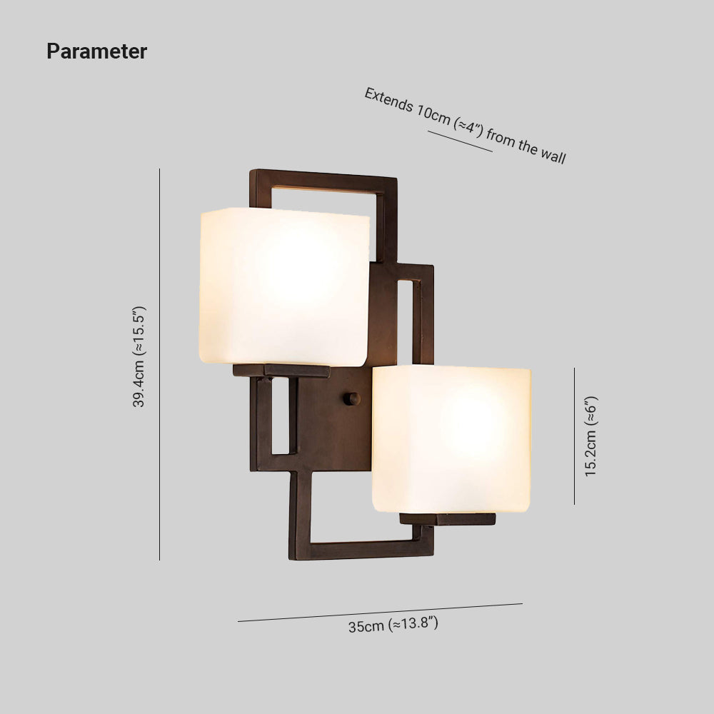 Eyrn Bronze Ankleider Wandlampe, 2-flammig, 35CM Lang - Lumpaz