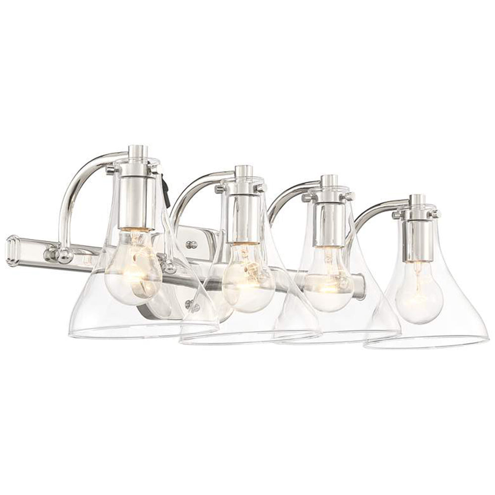 Eyrn Chrom Spiegelfront Waschtisch-Wandleuchte, 3/4-flammig, 52/70CM Lang - Lumpaz
