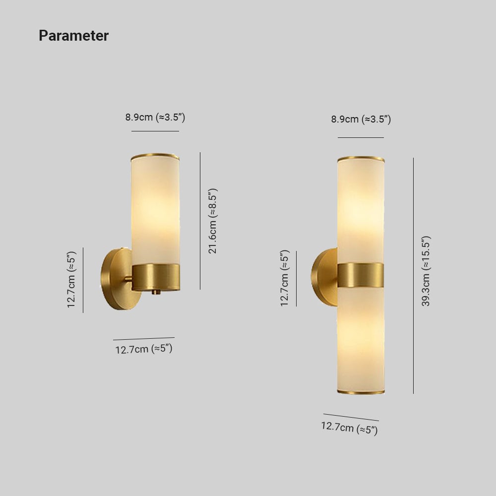 Leigh Zylinderspiegel Front Vanity Wandleuchte, 1/2-flammig, 22/39CM Lang - Lumpaz