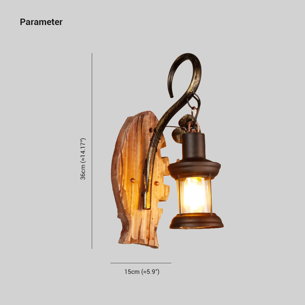 Austin Fish Laterne Wandleuchte, Holz & Metall - Lumpaz