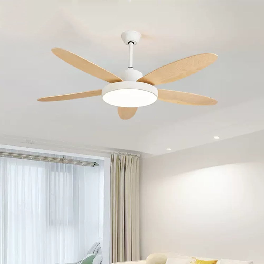 Haydn 5 Blätter Weiß und Schwarz Deckenventilator mit Beleuchtung, ∅120/130/140CM - Lumpaz