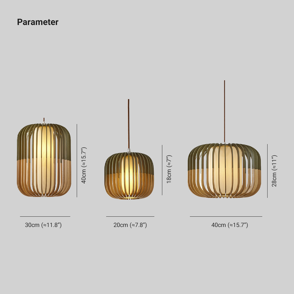 Ozawa Pendelleuchte 3 Farbtemperaturen schaltbar, Holz & Stoff, ∅20/30/40cm - Lumpaz