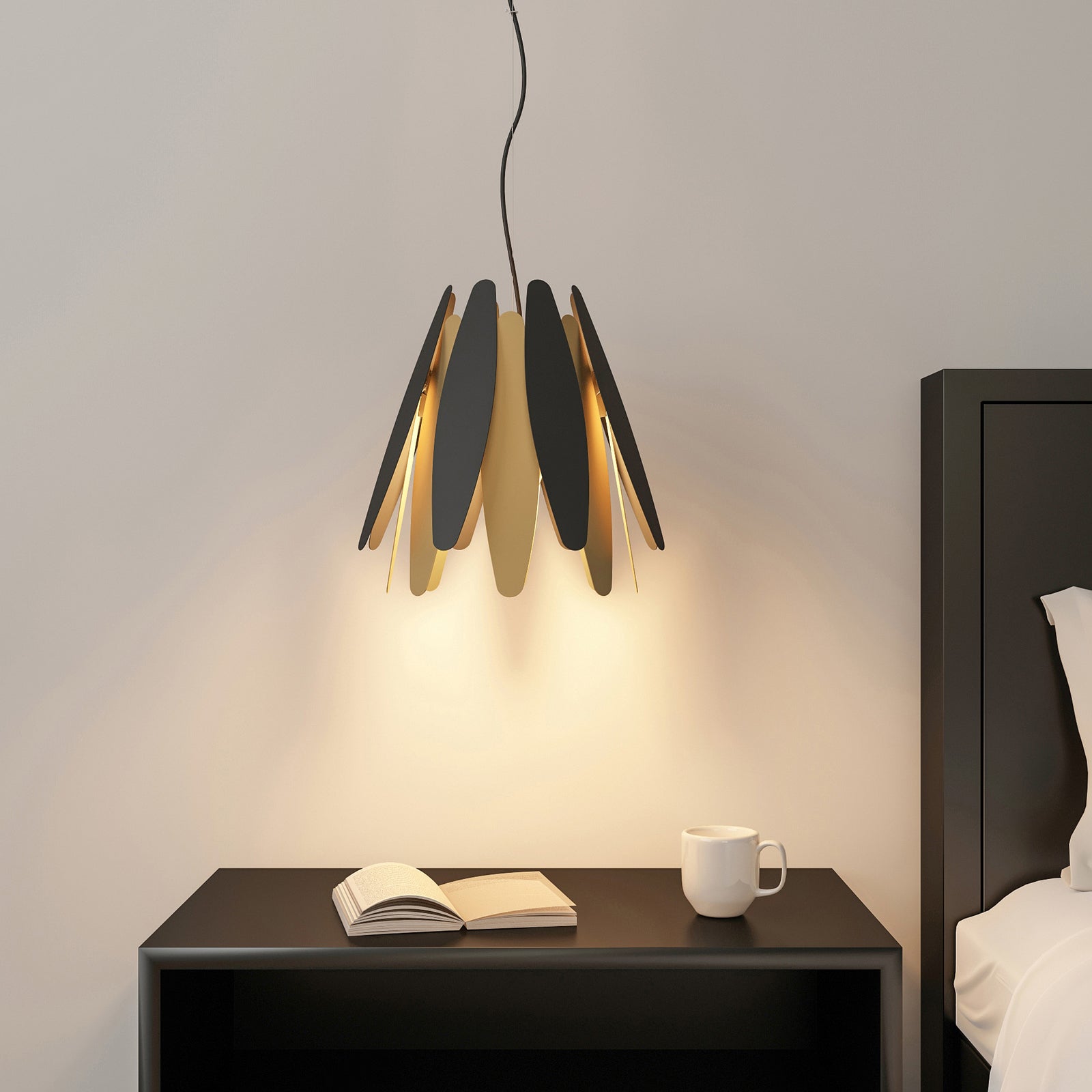 Nazifa Schwarz & Gold Cluster Pendelleuchte, 1/4-flammig - Lumpaz