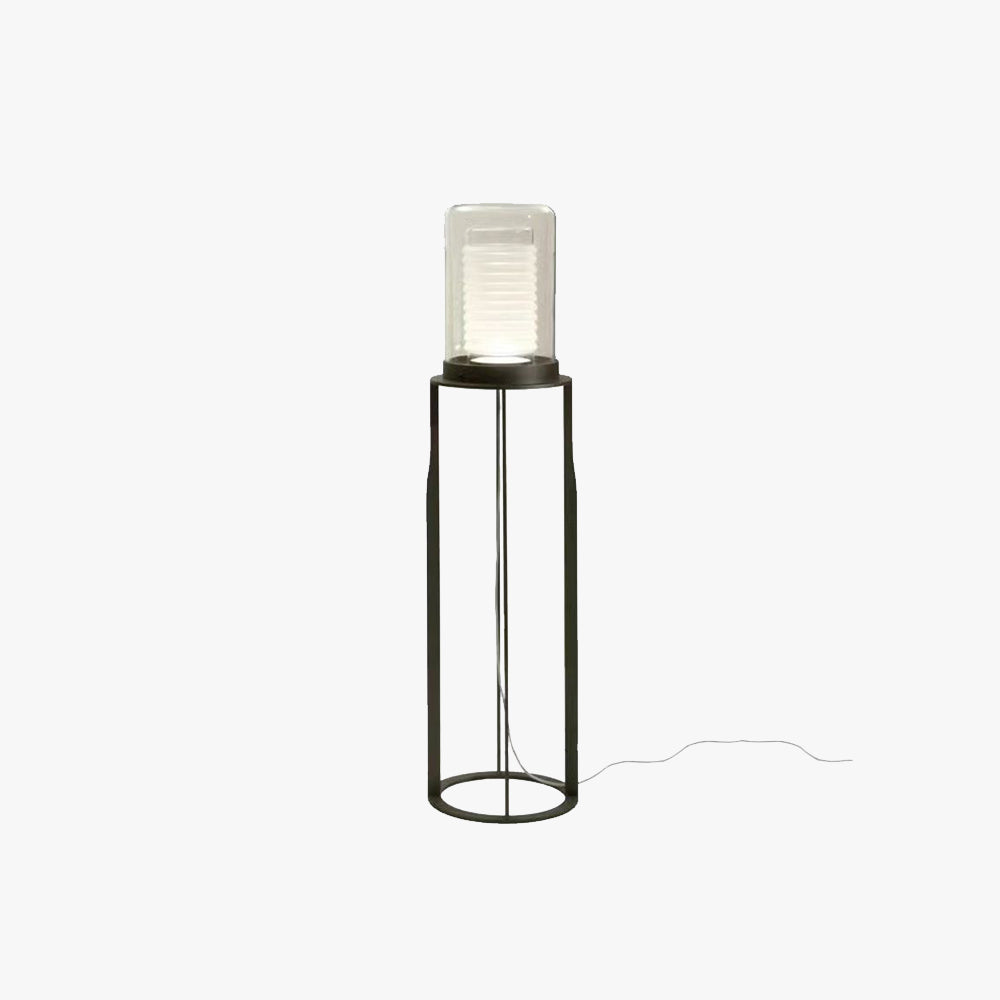 Eryn Schwarzer Zylinder Stehlampe, Metall & Glas, 160CM Lang - Lumpaz