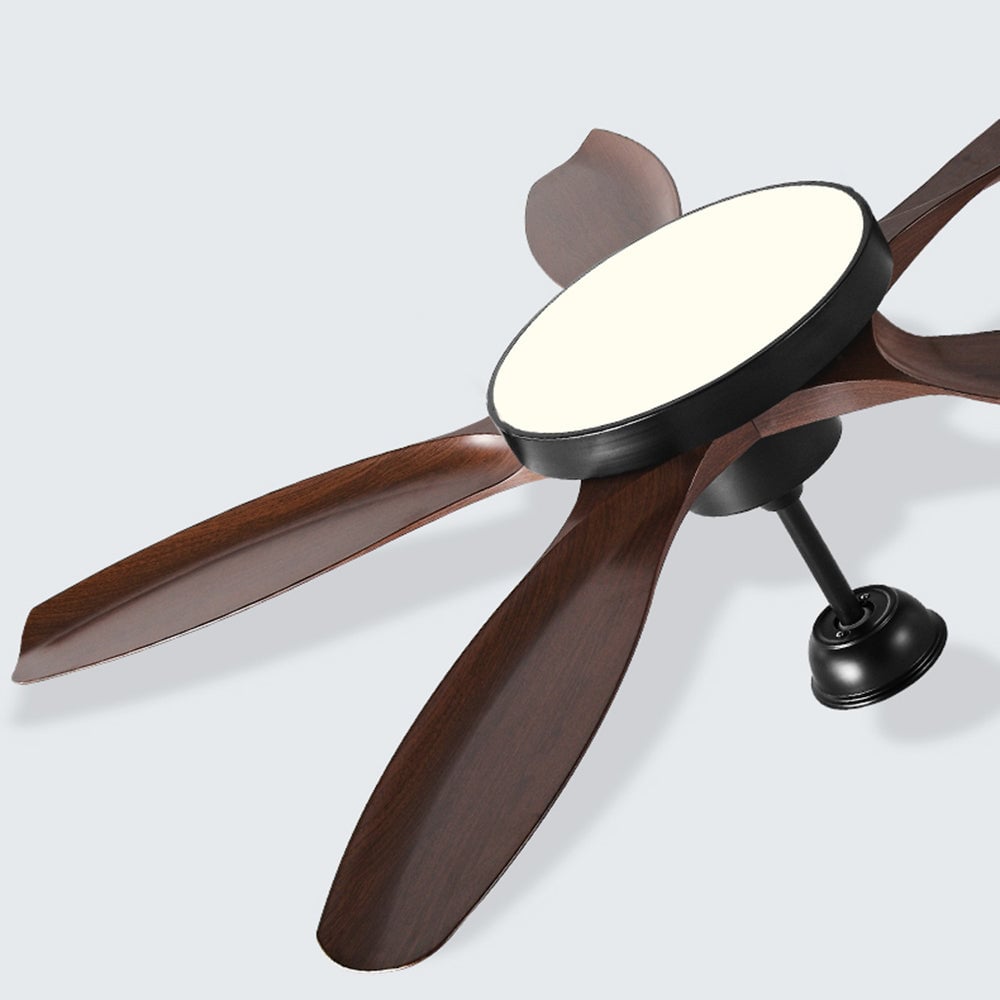 Ozawa Elementar Weiß & Schwarz 5 Blätter Elementar Deckenventilator mit Beleuchtung, Hölzern, ∅130CM - Lumpaz