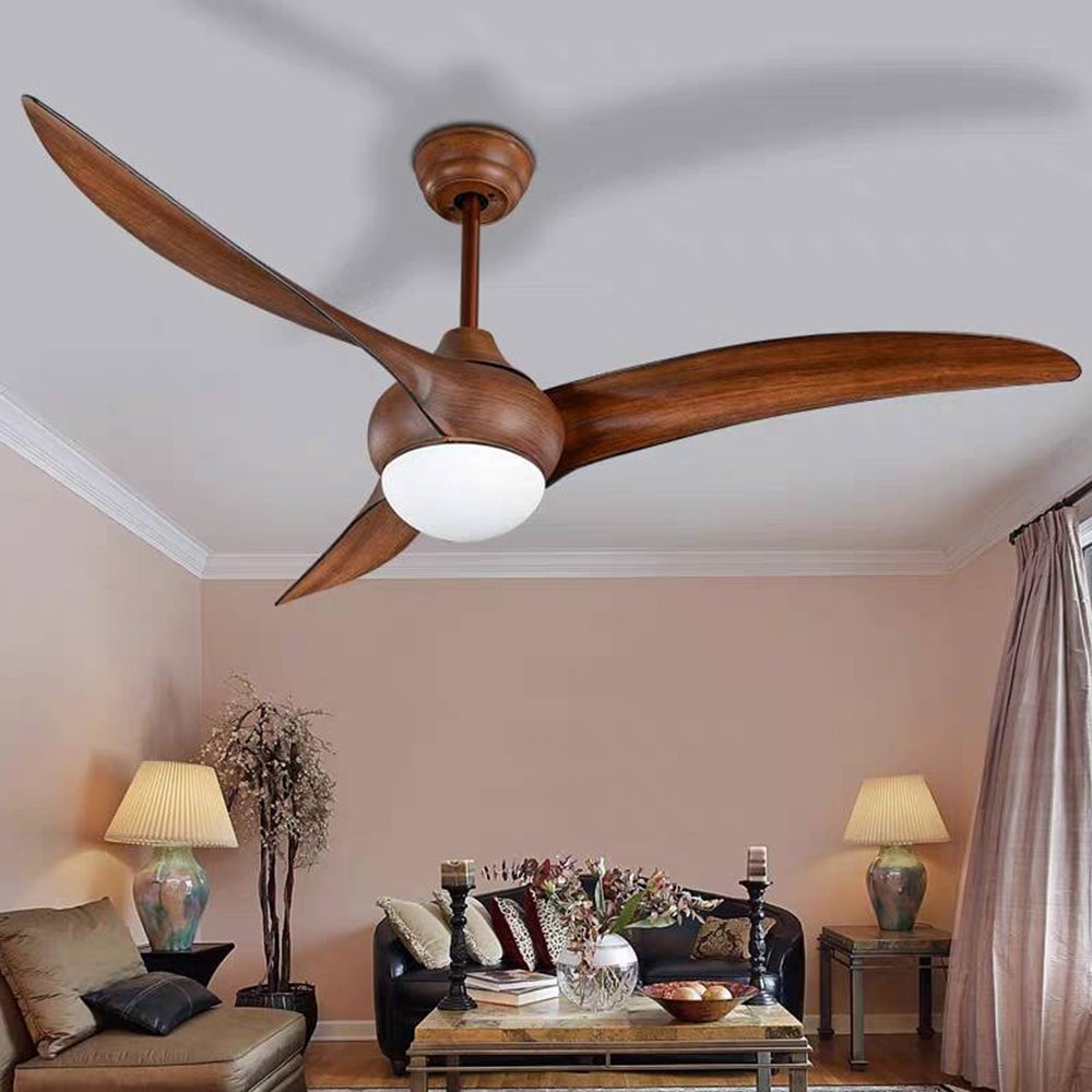 Garner 3-Blatt Deckenventilator mit Beleuchtung, Schwarz & Braun, ∅132CM - Lumpaz