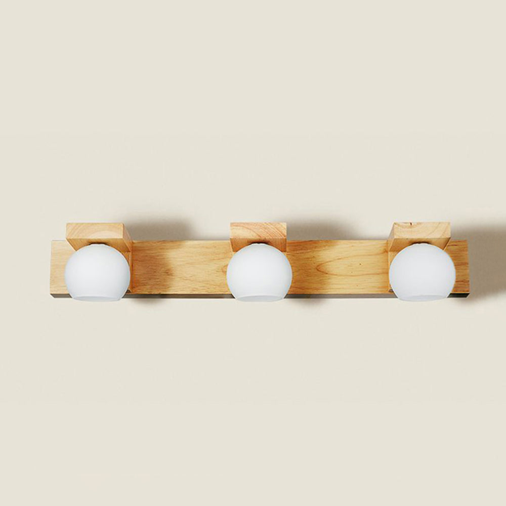 Ozawa Holz Rund Spiegelfront Waschtisch-Wandleuchte, 2/3-flammig - Lumpaz