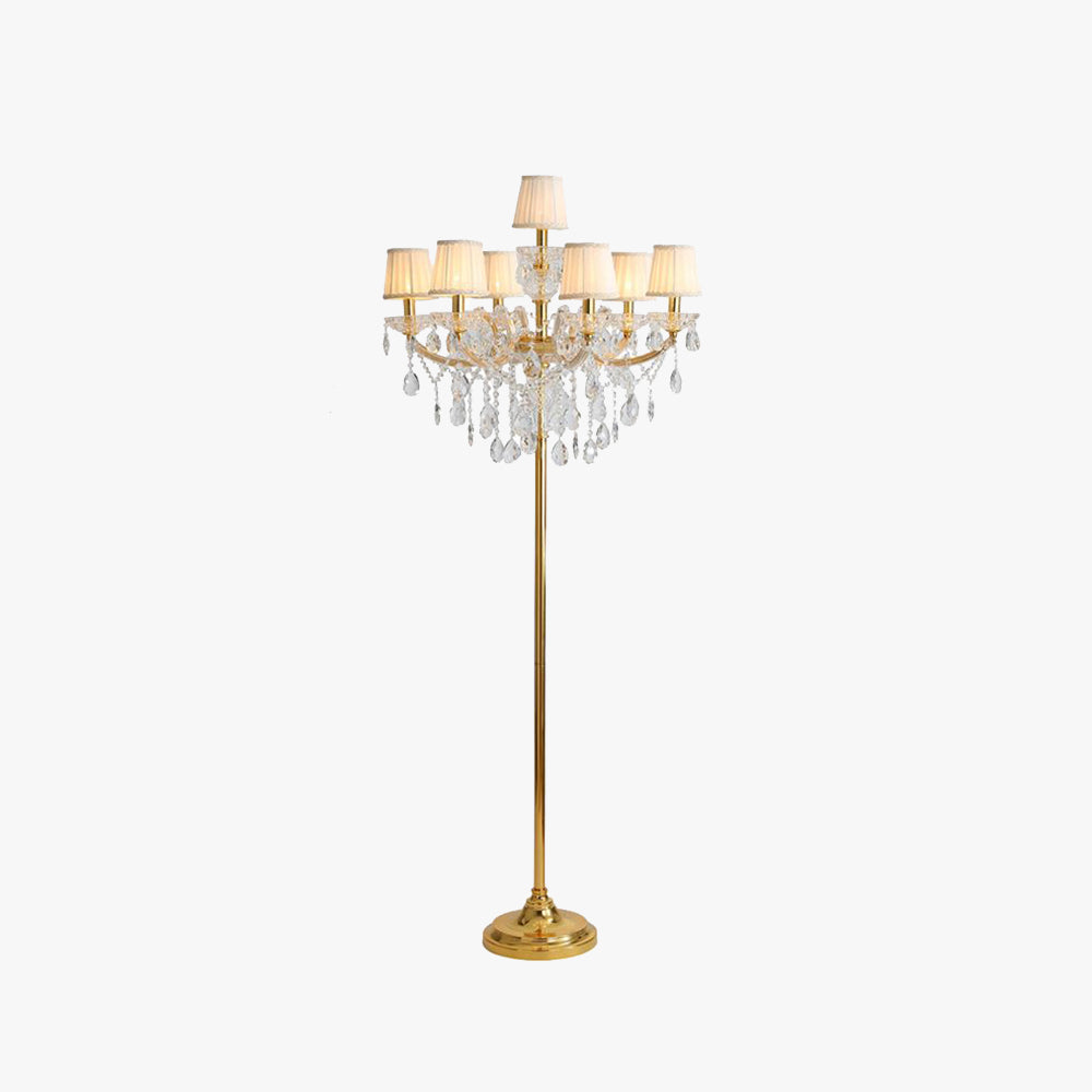 Carins Plissiert Stehleuchte, Metall & Stoff, 7-flammig, 165CM Lang - Lumpaz