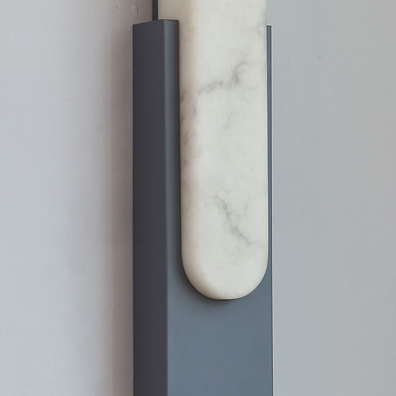 Chan Rechteckige Wandleuchte, Dolomit & Metall, 50CM Lang - Lumpaz