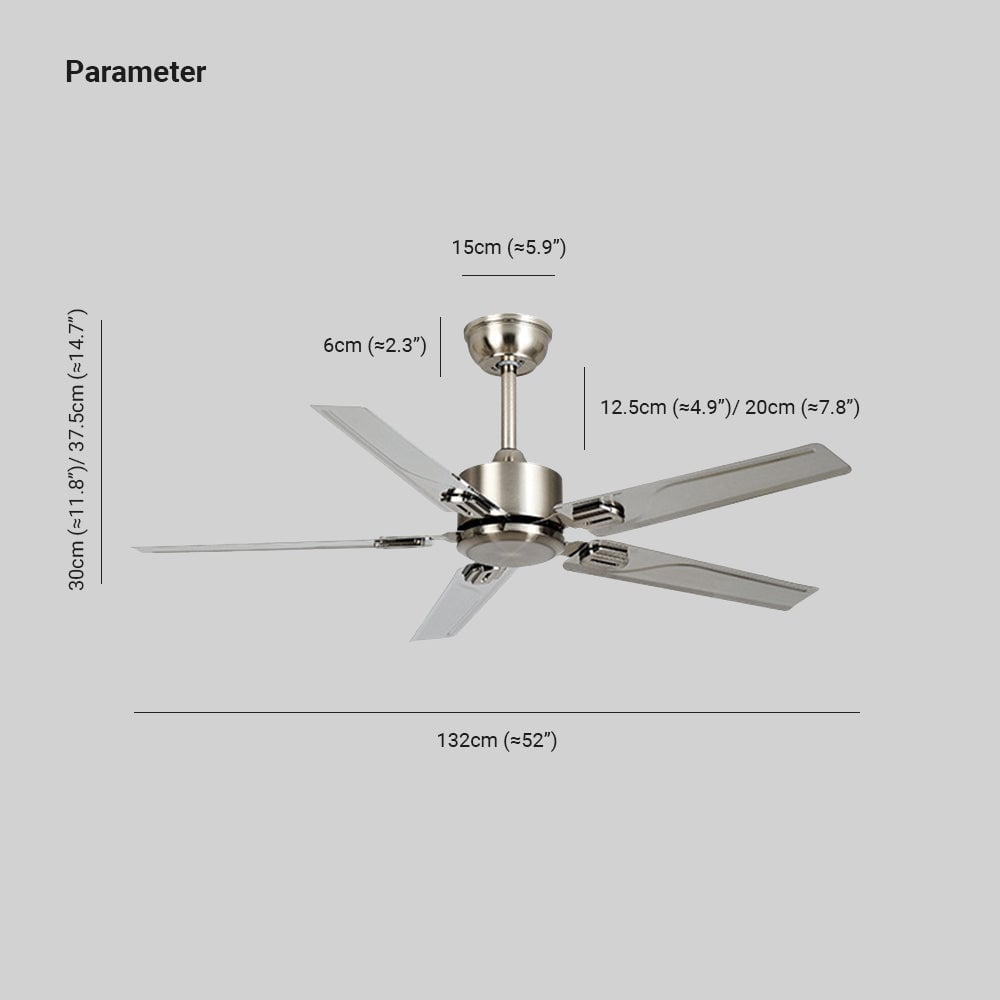 Alessio 5-Blätter Metall Deckenventilator, ∅132CM - Lumpaz