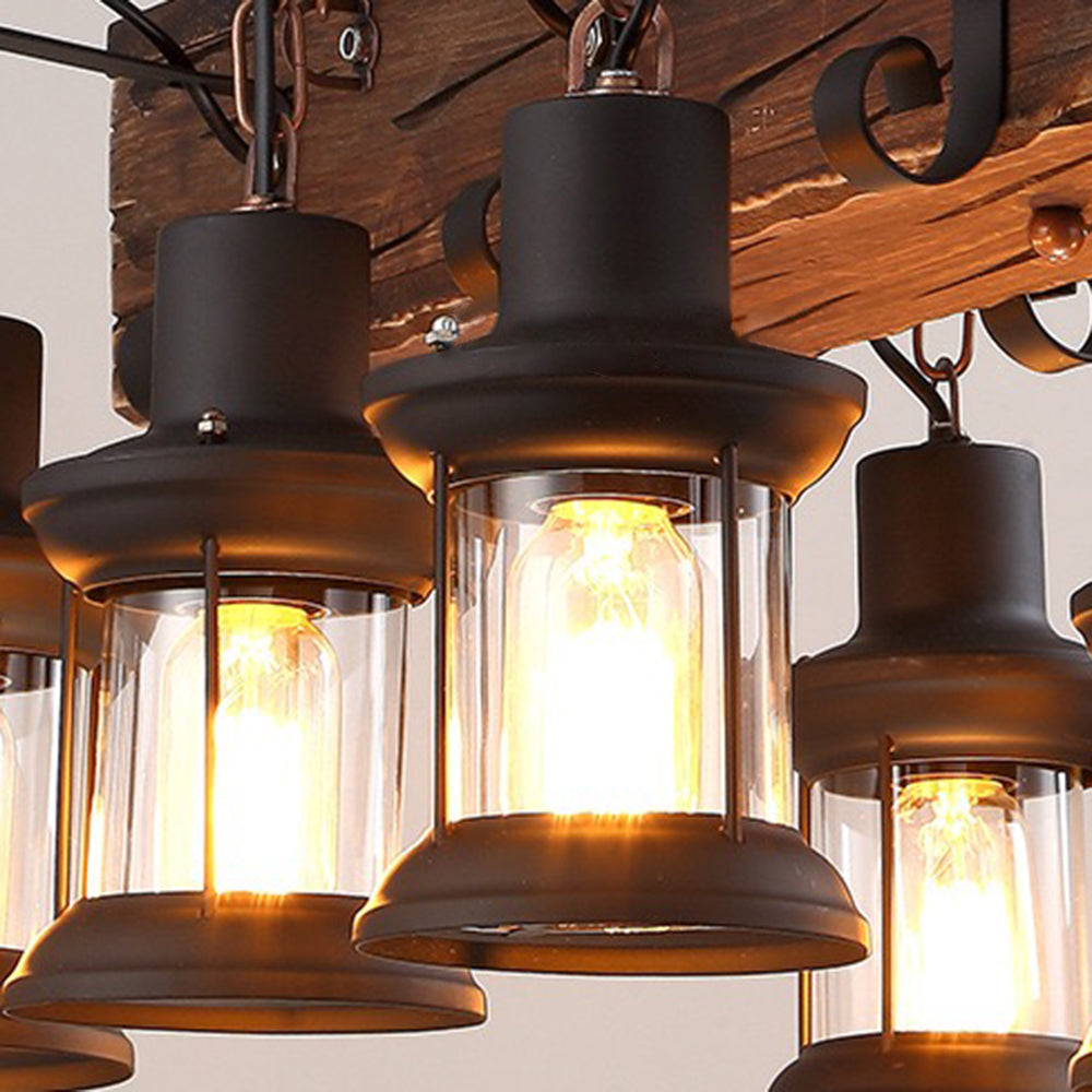 Austin Pendelleuchte, Metall & Holz, 6-flammig - Lumpaz
