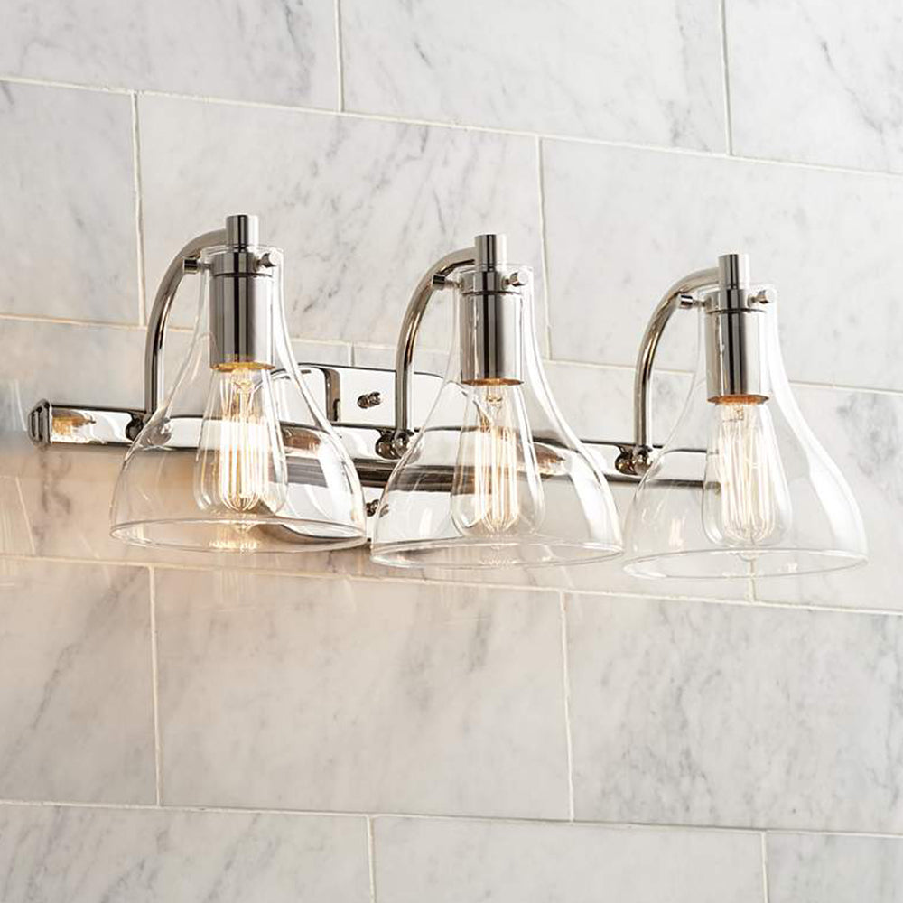 Eyrn Chrom Spiegelfront Waschtisch-Wandleuchte, 3/4-flammig, 52/70CM Lang - Lumpaz
