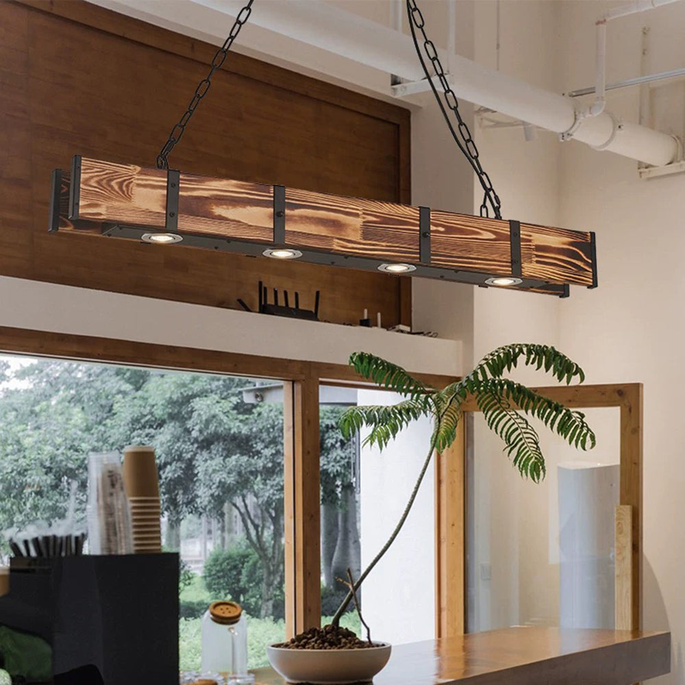 Alessio Pendelleuchte, Metall & Holz, L 100CM - Lumpaz