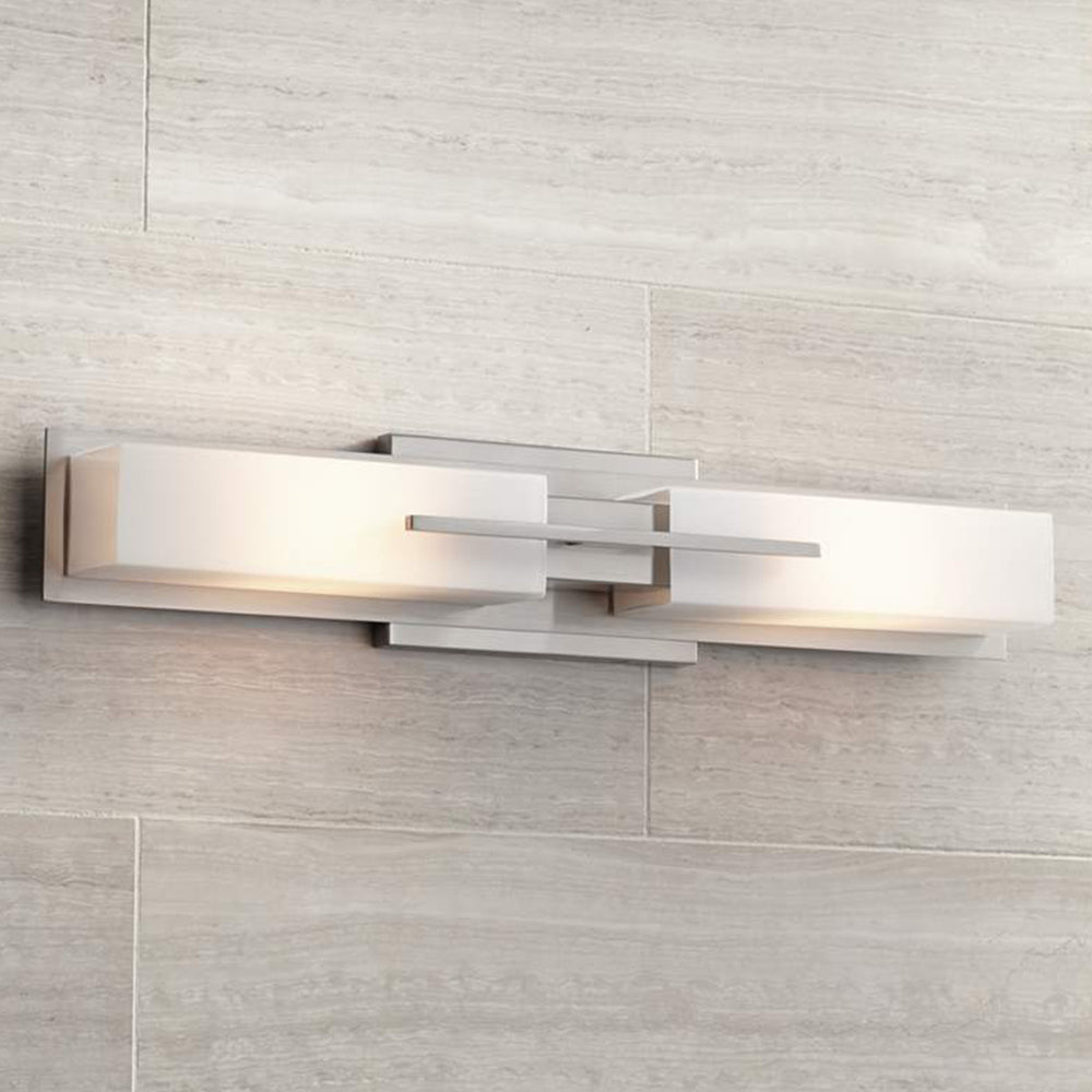 Leigh Spiegelfront Waschtisch-Wandleuchte, Nickel/Messing, 60CM Lang - Lumpaz