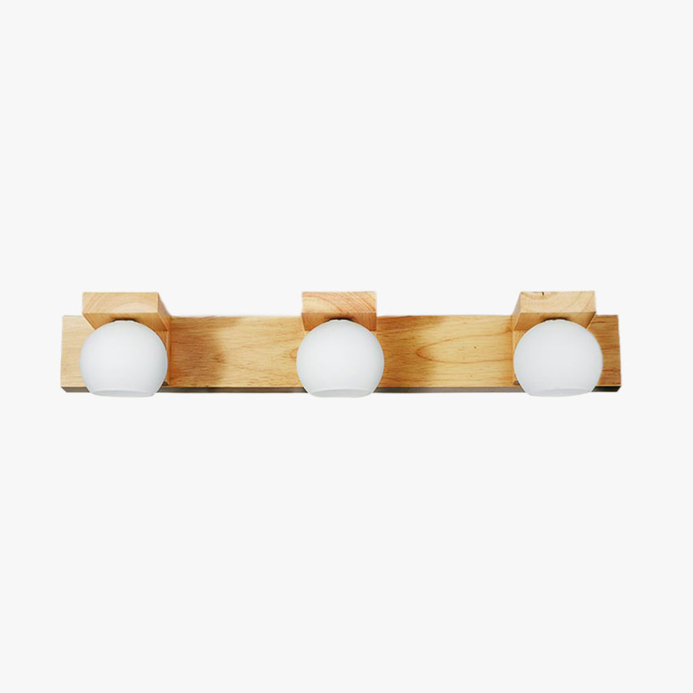 Ozawa Holz Rund Spiegelfront Waschtisch-Wandleuchte, 2/3-flammig - Lumpaz