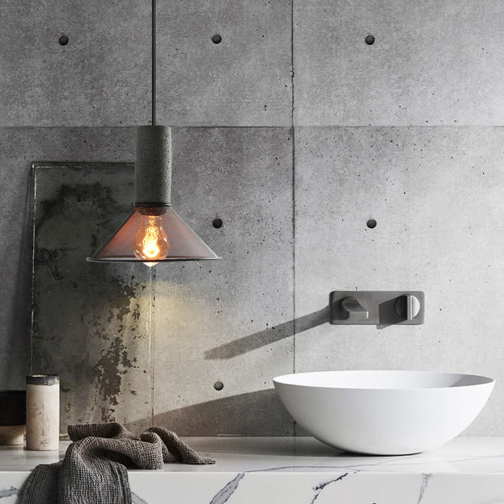Zaid Industrielle Pendelleuchte, 6 Stile, Zement und Metall - Lumpaz
