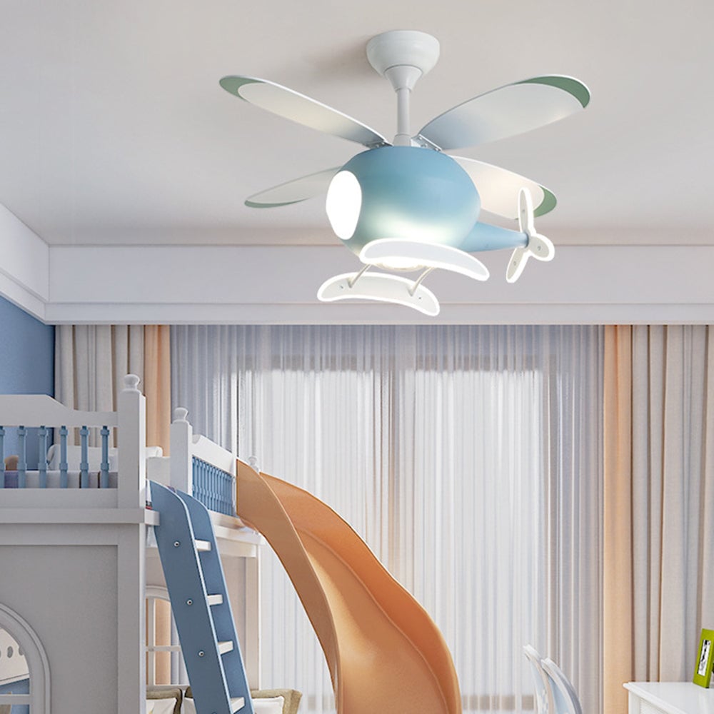 Minori 4-Blätter Blue Jet Deckenventilator, Metall & Holz, ∅90CM - Lumpaz