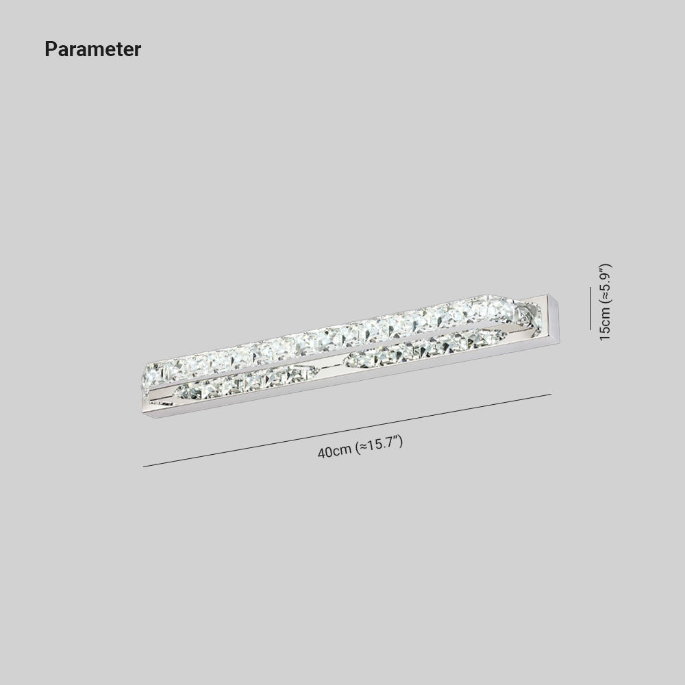 Kristy Rechteckige Spiegelfront Waschtisch-Wandleuchte, Kristall & Metall, 40CM Lang - Lumpaz