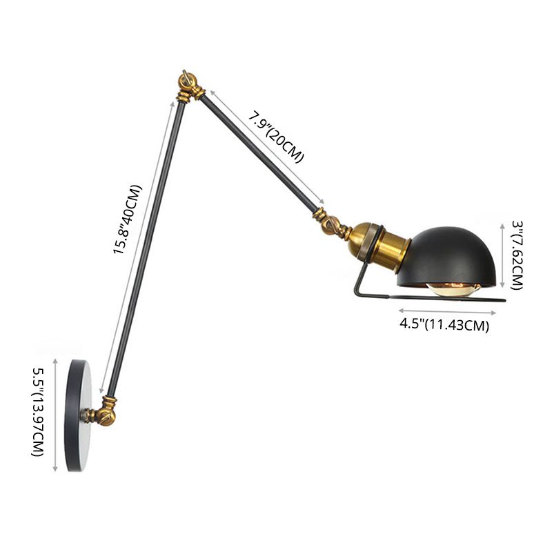 Brady Schwarze Verstellbare Wandleuchte, Metall, 10/20/30/40CM Lang - Lumpaz