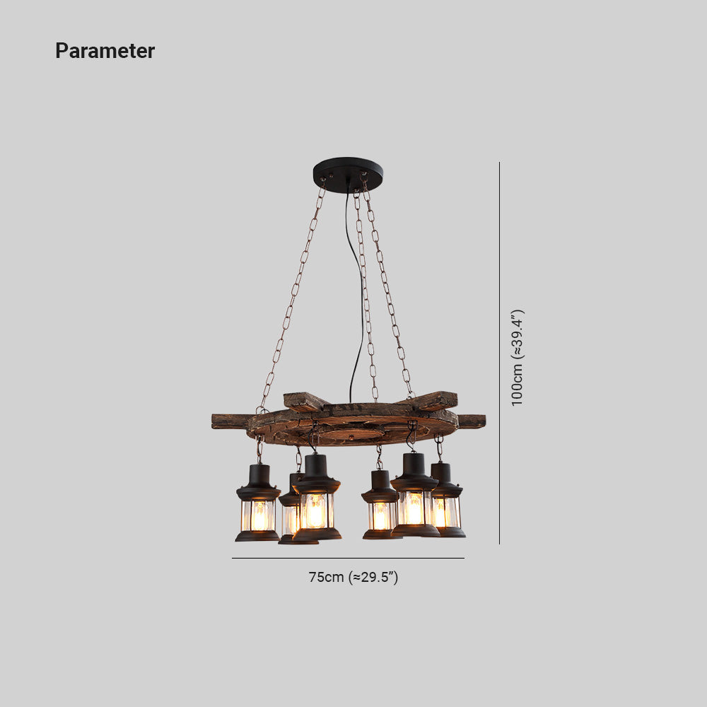 Austin Ruder Pendelleuchte, Metall & Holz, 6-flammig - Lumpaz