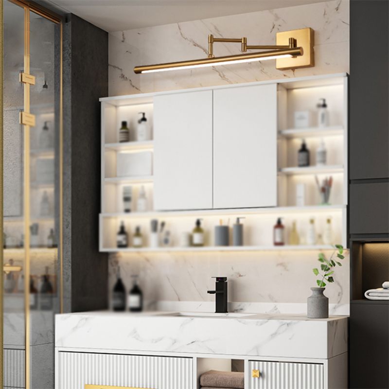 Edge Verstellbare Goldene Spiegelfront Waschtisch-Wandleuchte, Metall, 41/60/80CM Lang - Lumpaz