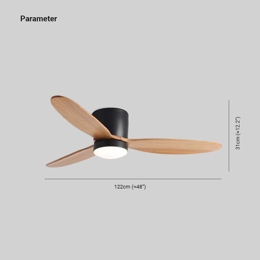 Walters 3-Blatt Deckenventilator mit Beleuchtung, Schwarz, 2 Farbe, ∅115CM - Lumpaz