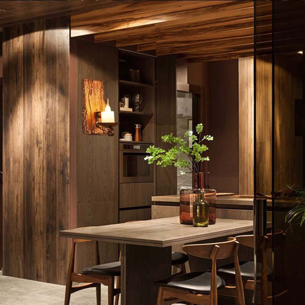 Austin Rechteckige Kerze Wandleuchte, Holz & Metall - Lumpaz