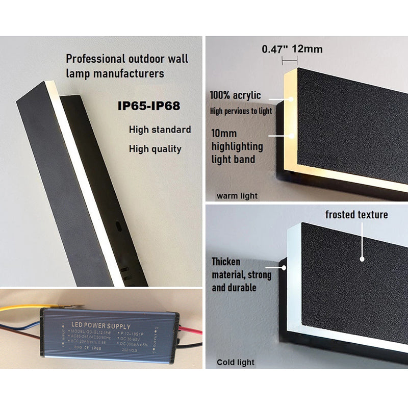 Minimalistische Wasserdichte LED Außen Wandleuchte Metall für Garten, Balkon - Lumpaz