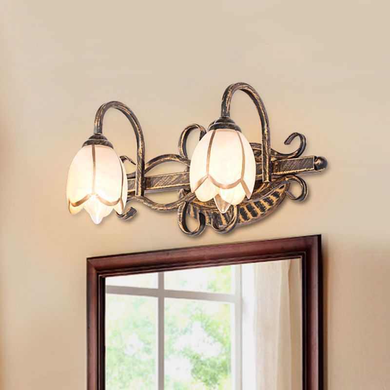 Félicie Antike Messing Spiegel Front Vanity Wandleuchte, 2/3-flammig - Lumpaz