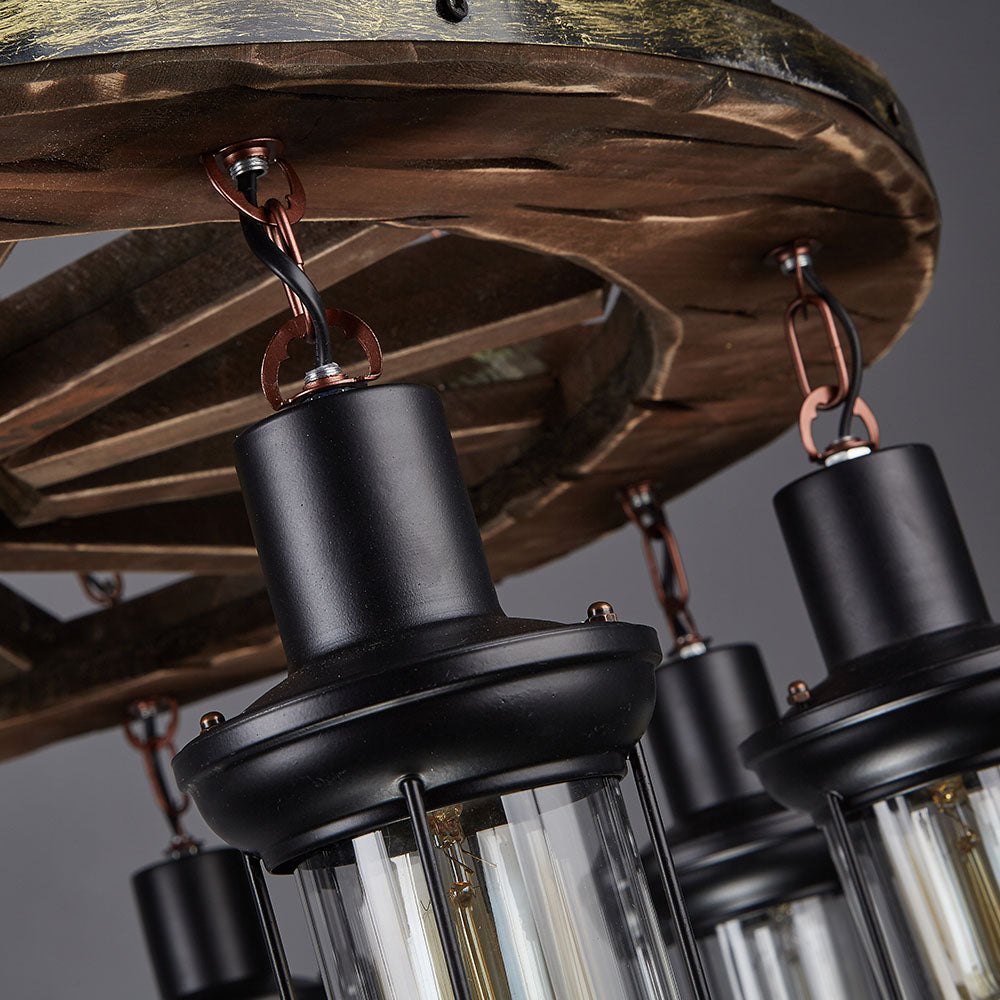 Austin Ruder Pendelleuchte, Metall & Holz, 8-flammig - Lumpaz