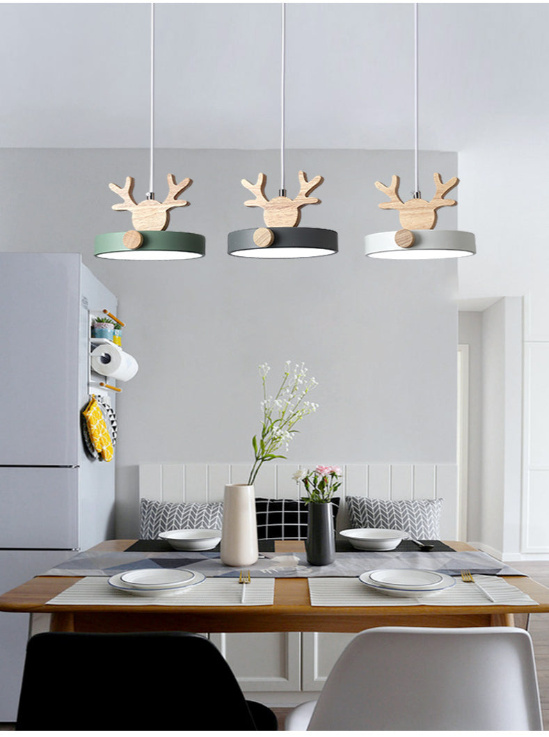 Morandi Holz LED Kronleuchter Hirschgeweih Pendelleuchte - Lumpaz