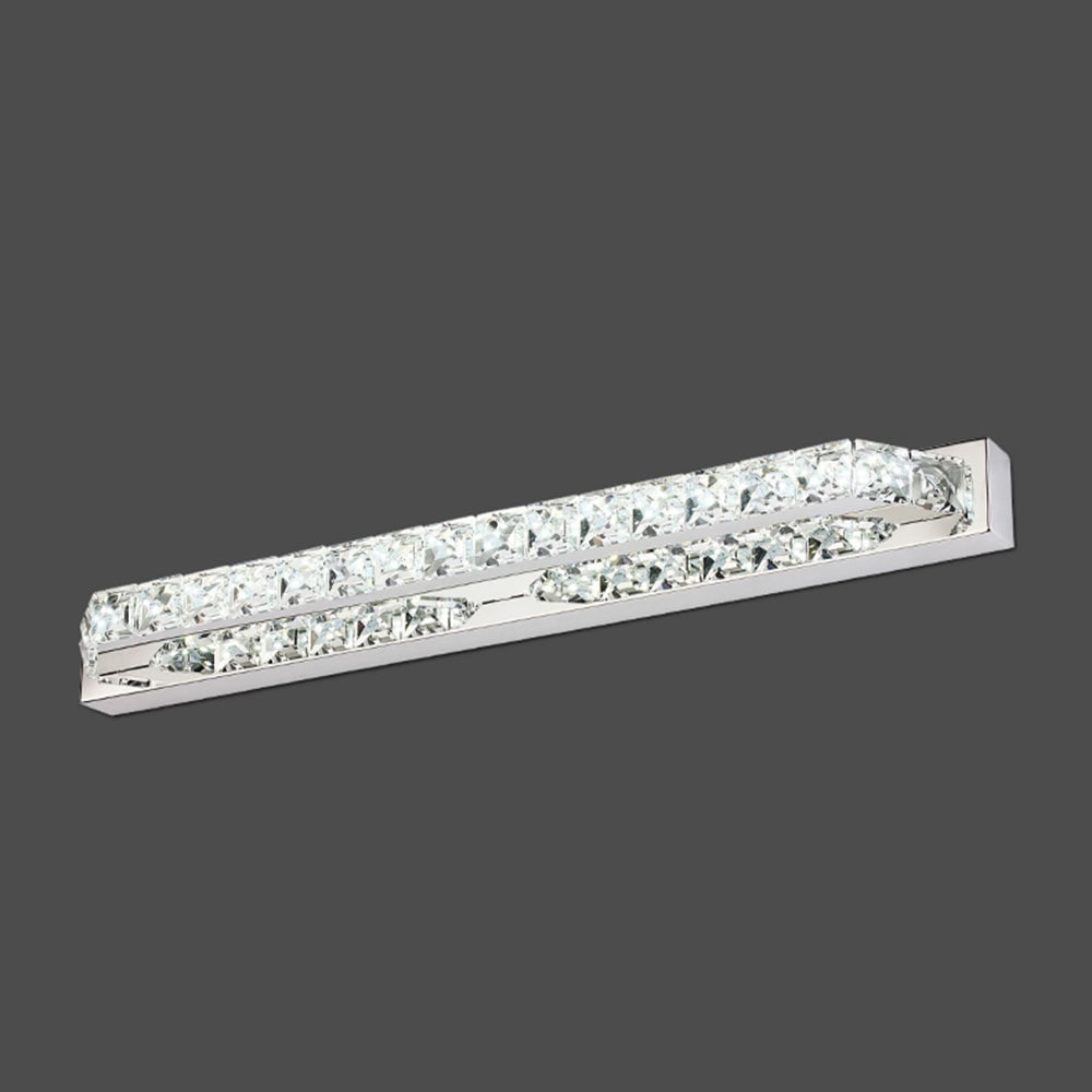 Kristy Rechteckige Spiegelfront Waschtisch-Wandleuchte, Kristall & Metall, 40CM Lang - Lumpaz