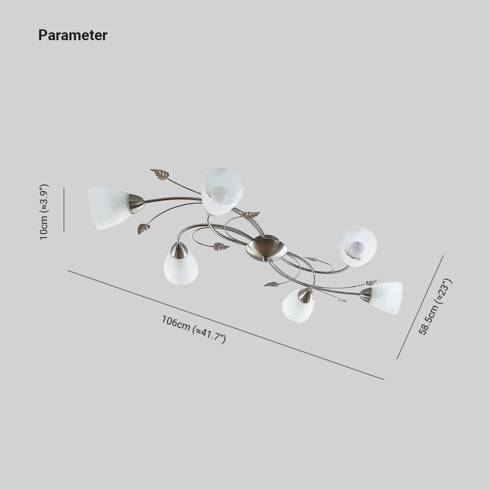 Eyrn Blatt Deckenleuchte, 3/5/6-flammig, 2 Farben, Metall & Glas - Lumpaz
