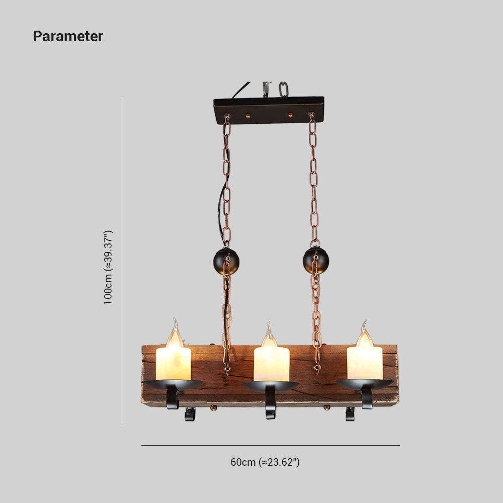 Austin Rechteckige Pendelleuchte, Metall & Holz, 6-flammig - Lumpaz