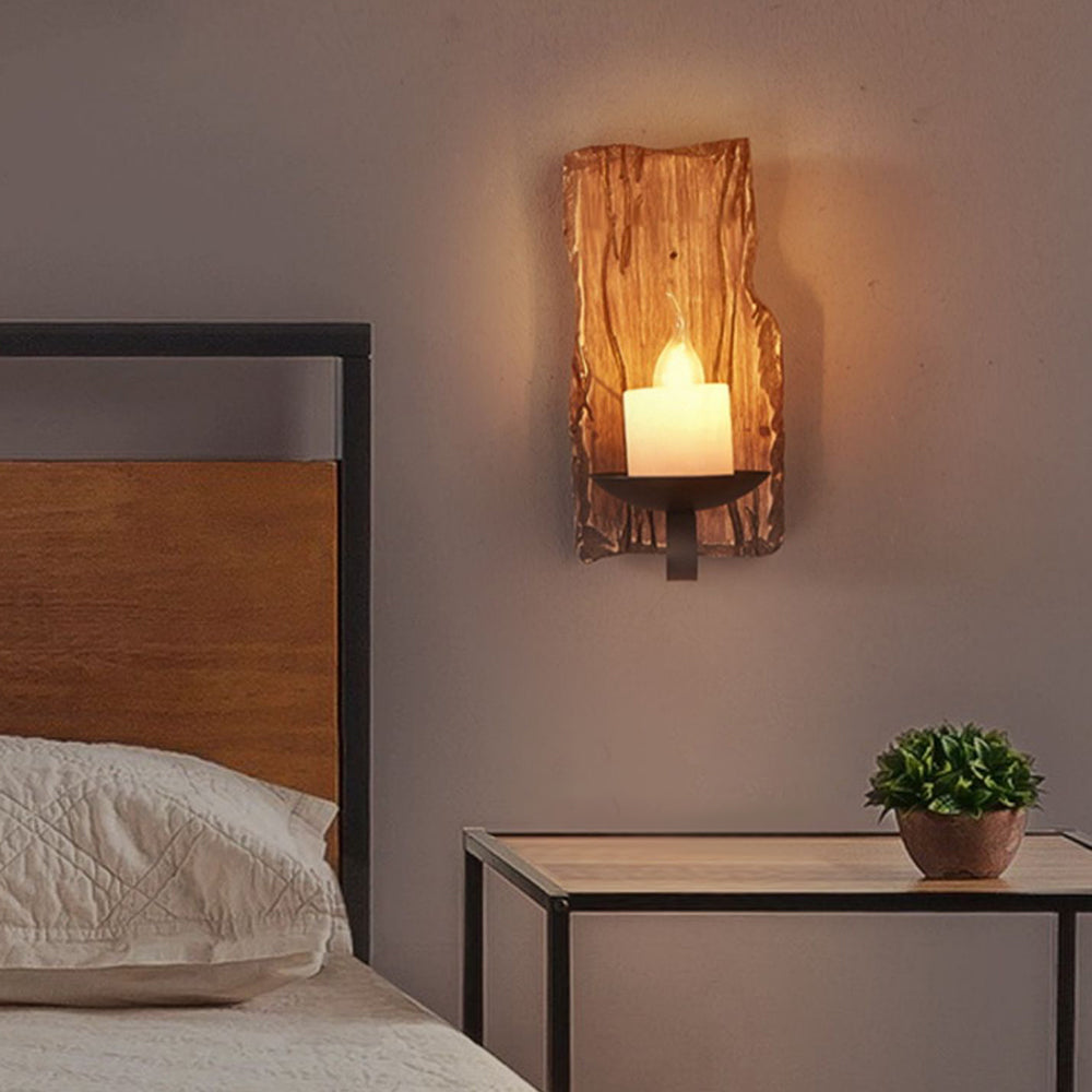 Austin Rechteckige Kerze Wandleuchte, Holz & Metall - Lumpaz