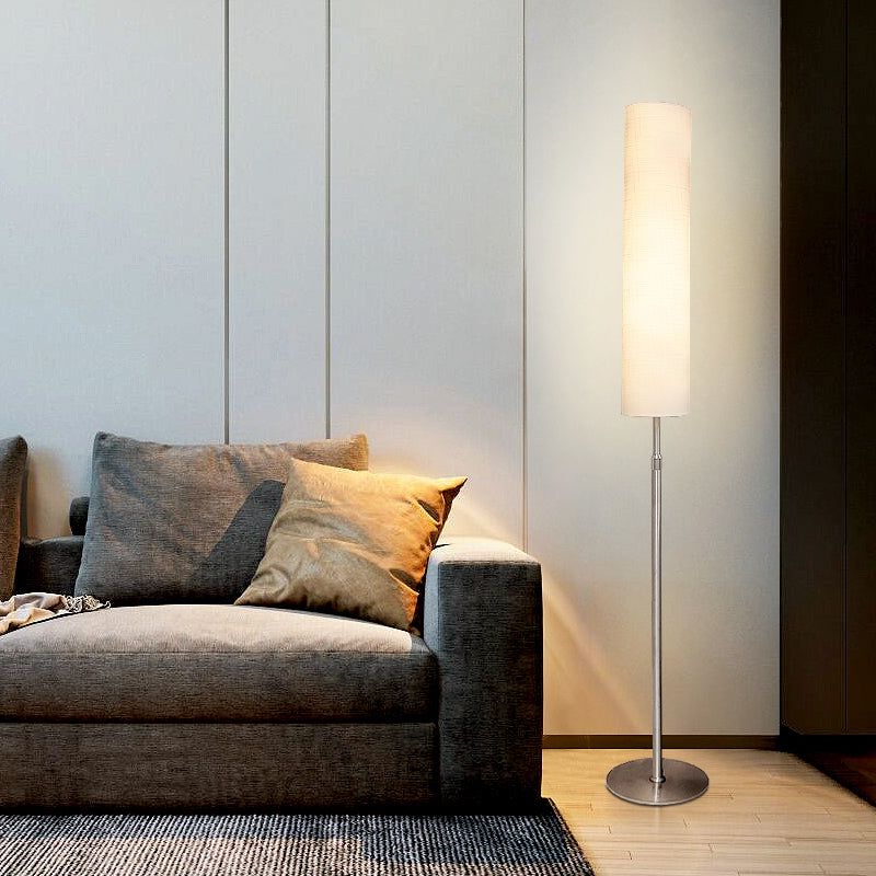 Eryn Zylinderförmige Stehlampe, Metall & Stoff, 180CM Lang - Lumpaz