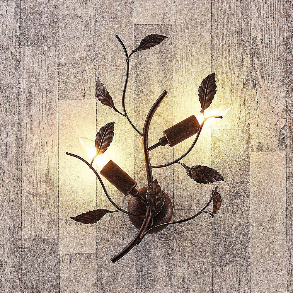 Olivia Schwarzes Blatt Wandleuchte, Metall - Lumpaz