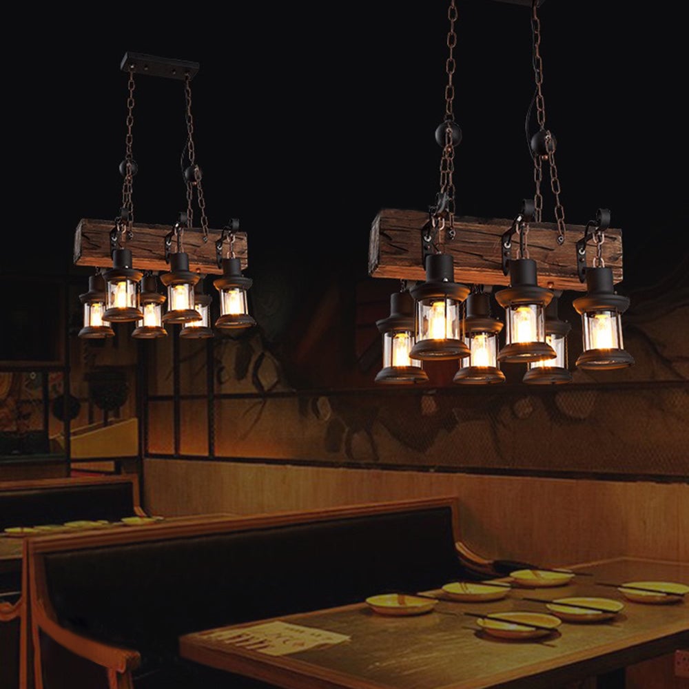 Austin Pendelleuchte, Metall & Holz, 6-flammig - Lumpaz