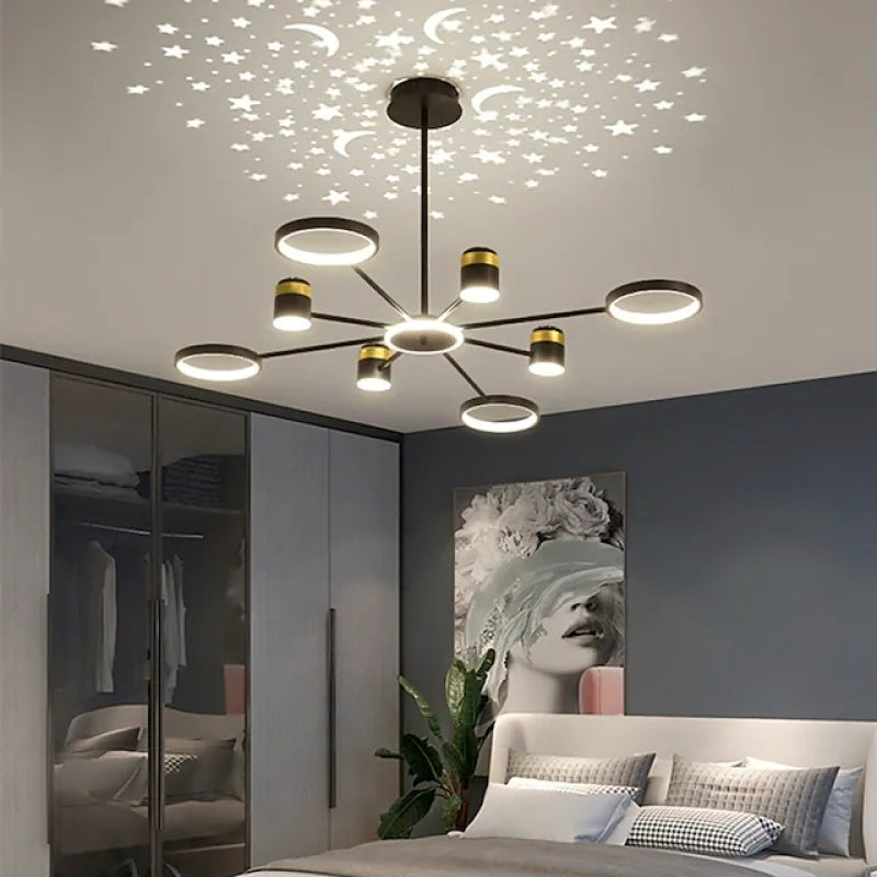 Moderner Kronleuchter Projektionslicht LED Sternenhimmel Lampe für Flur Schlafzimmer Wohnzimmer - Lumpaz