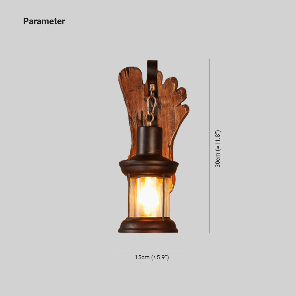 Austin Fußabdruck Laterne Wandleuchte, Holz & Metall - Lumpaz