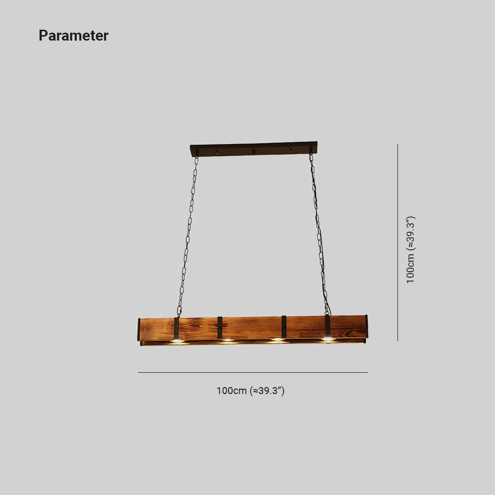 Alessio Pendelleuchte, Metall & Holz, L 100CM - Lumpaz