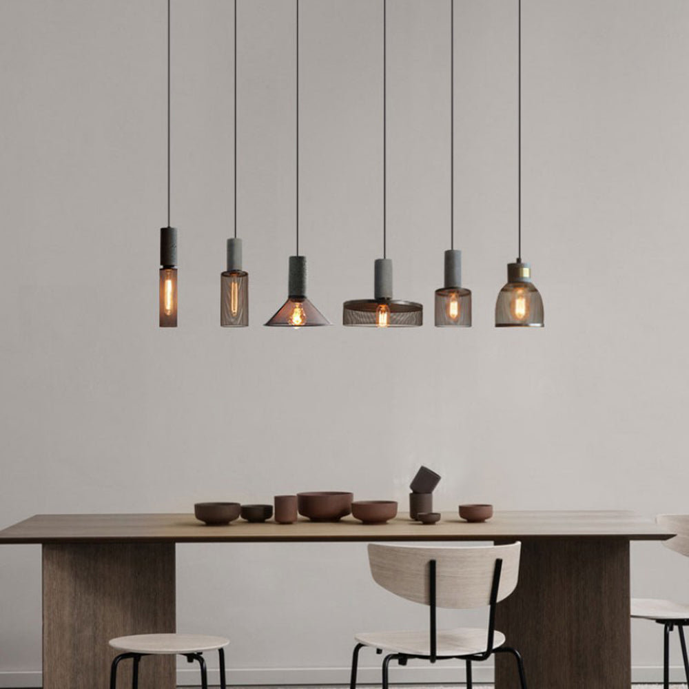 Zaid Industrielle Pendelleuchte, 6 Stile, Zement und Metall - Lumpaz