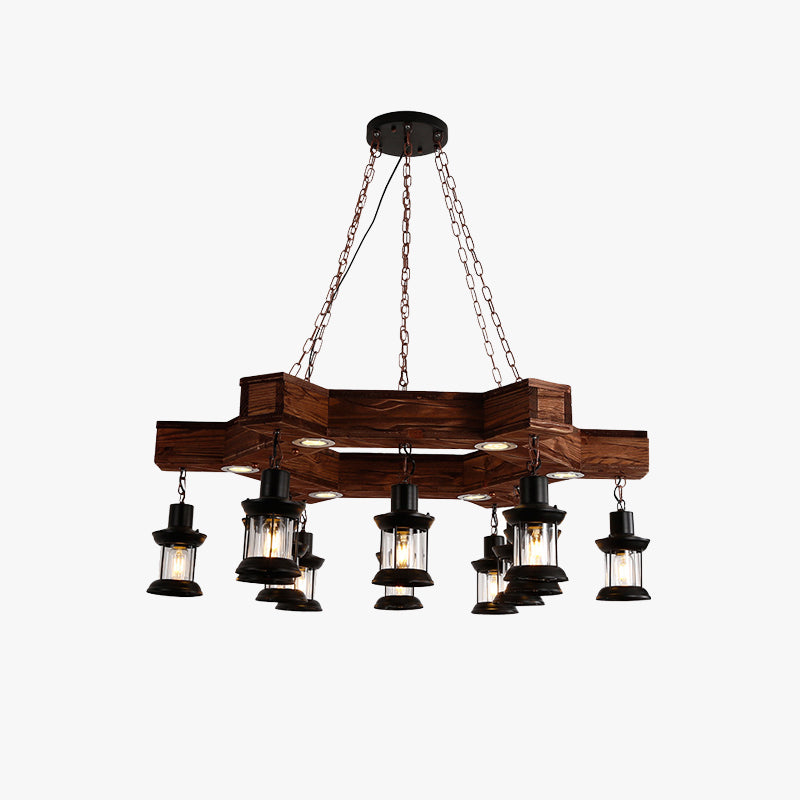 Austin Pendelleuchte, Metall & Holz, 11-flammig - Lumpaz