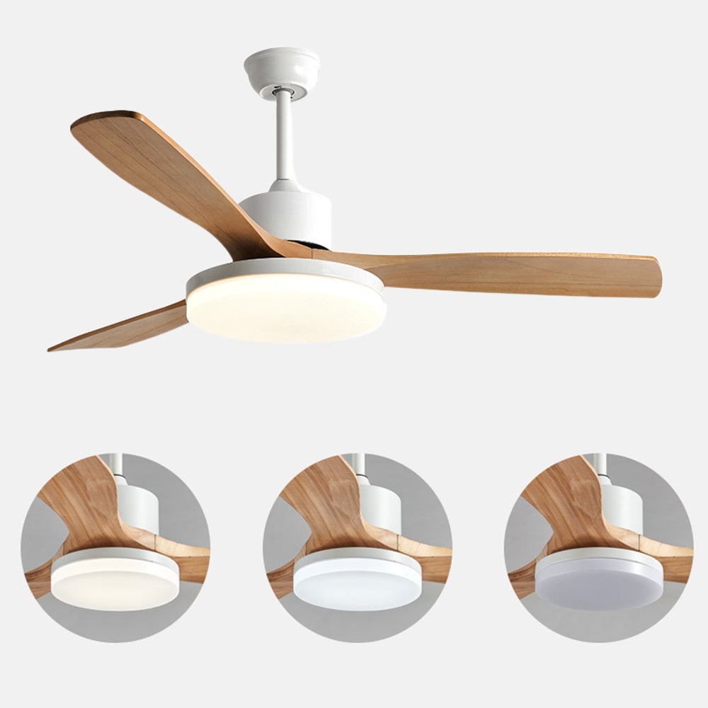 Haydn 3-Blatt Weißer Deckenventilator mit Beleuchtung, Metall & ABS, ∅132CM - Lumpaz